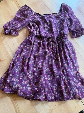 Trixxi Plum Floral Off-Shoulder Casual Dress